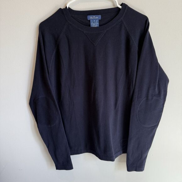 Faconnable Women's Medium Navy Blue Lightweight Sweater Elbow Patches EUC Read - Picture 9 of 9